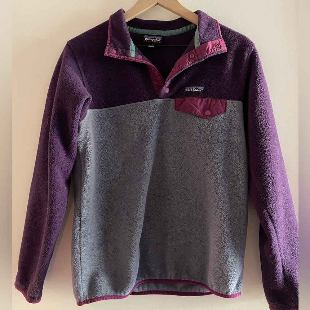 Patagonia snap up fleece pullover - purple